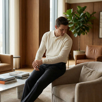 Clarvelo | Tailored Long-Sleeve Knit Polo