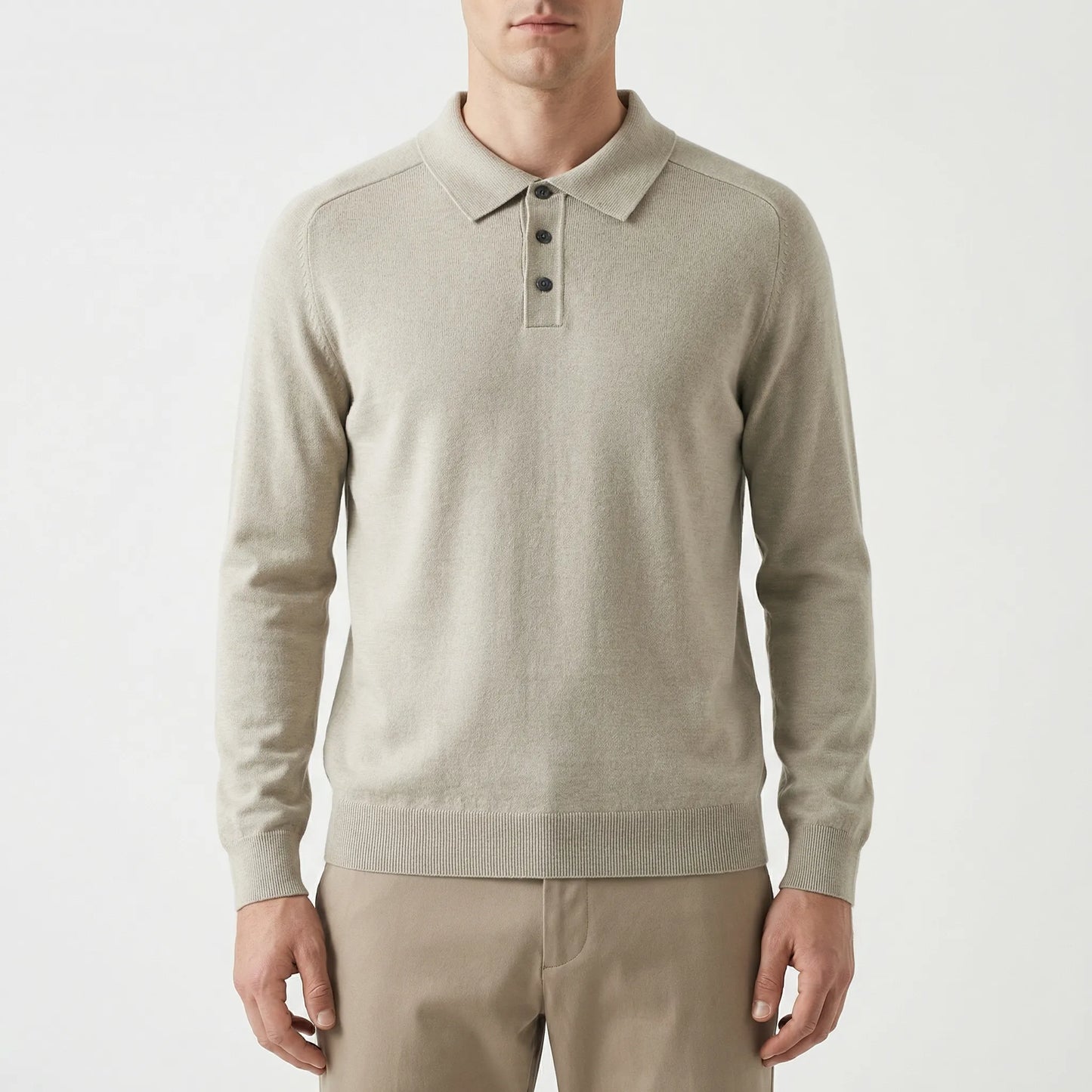 Clarvelo | Tailored Long-Sleeve Knit Polo