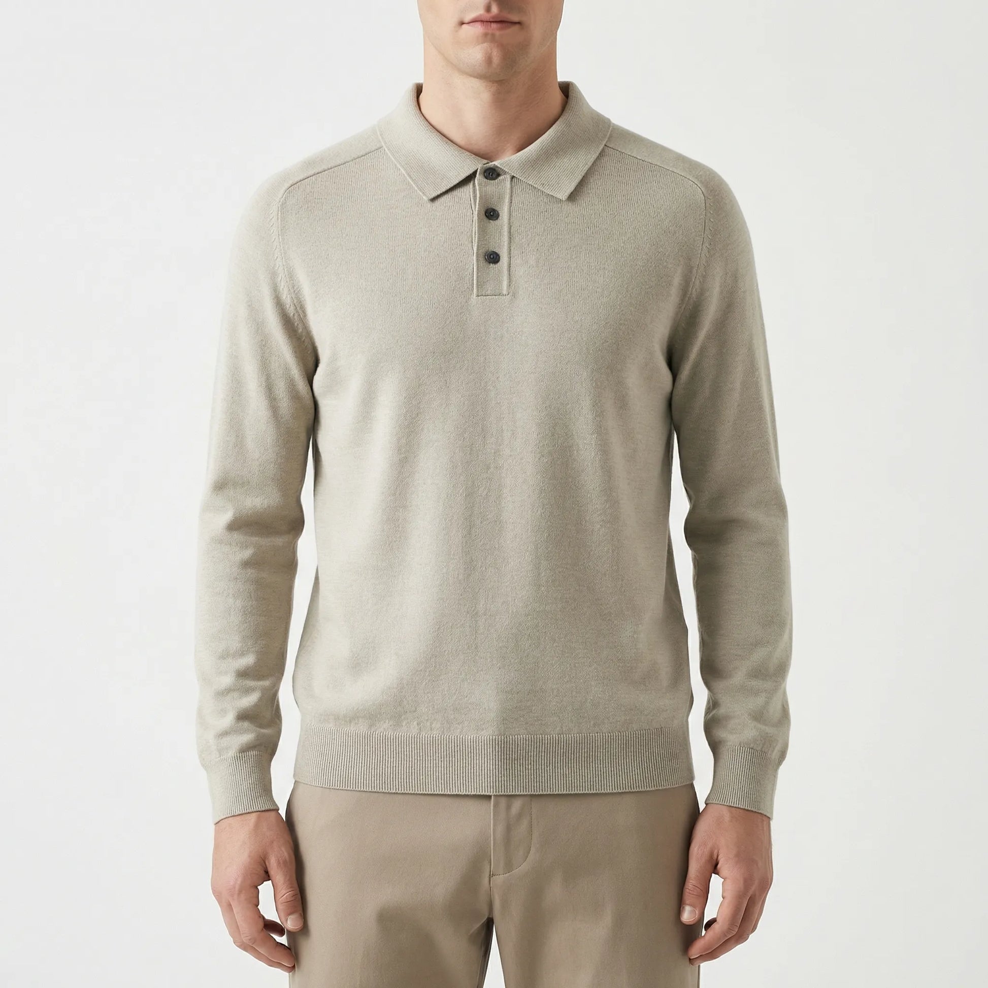 Clarvelo | Tailored Long-Sleeve Knit Polo