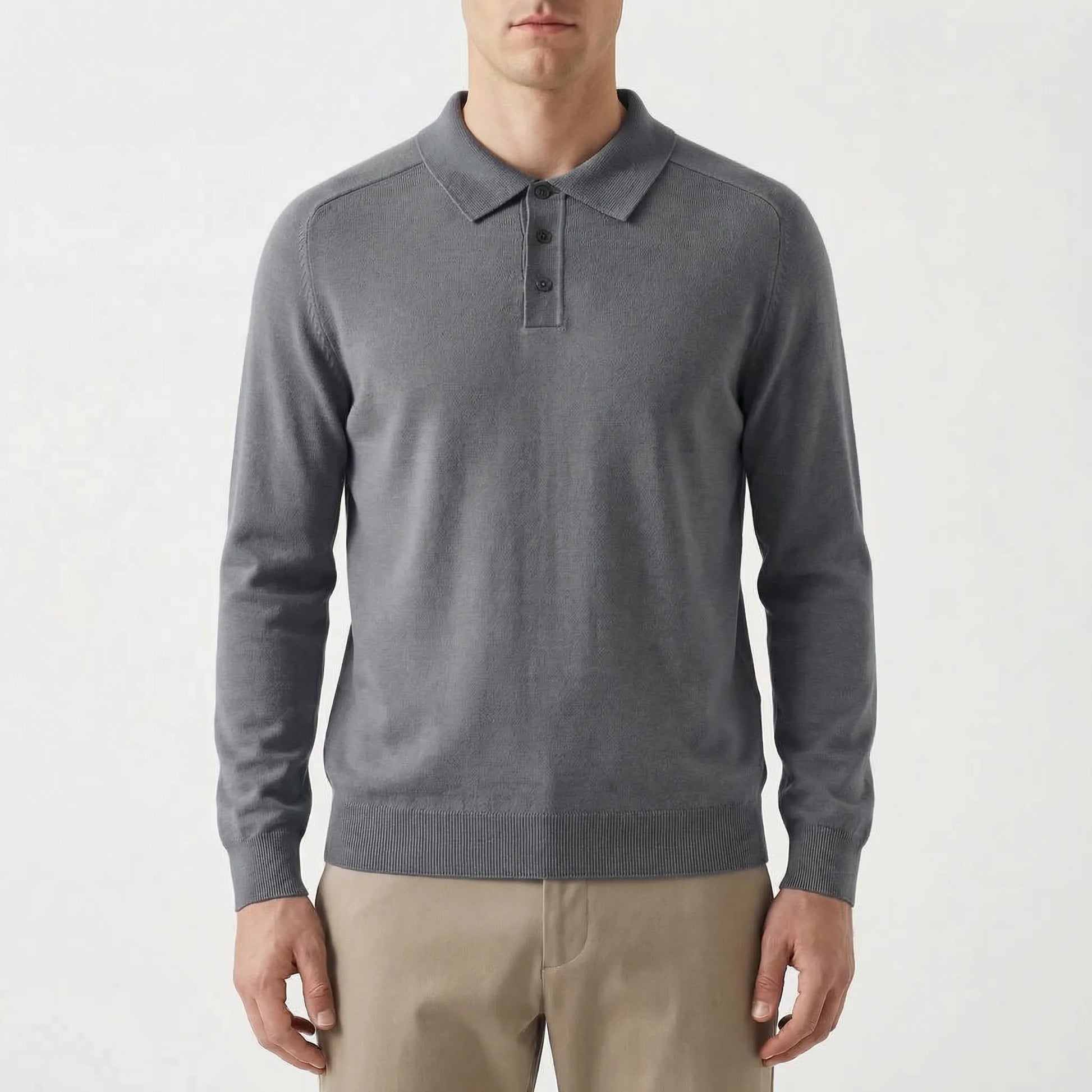 Clarvelo | Tailored Long-Sleeve Knit Polo