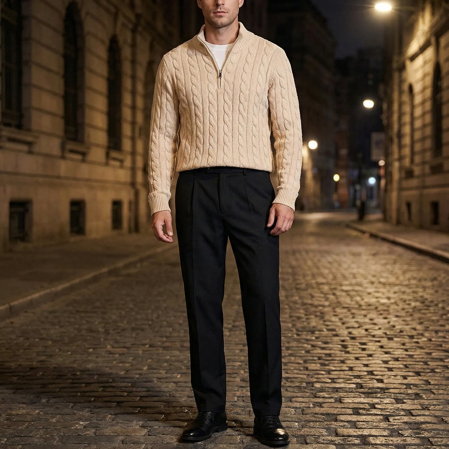 Clarvex - Cable-Knit Sweater And Trouser Set