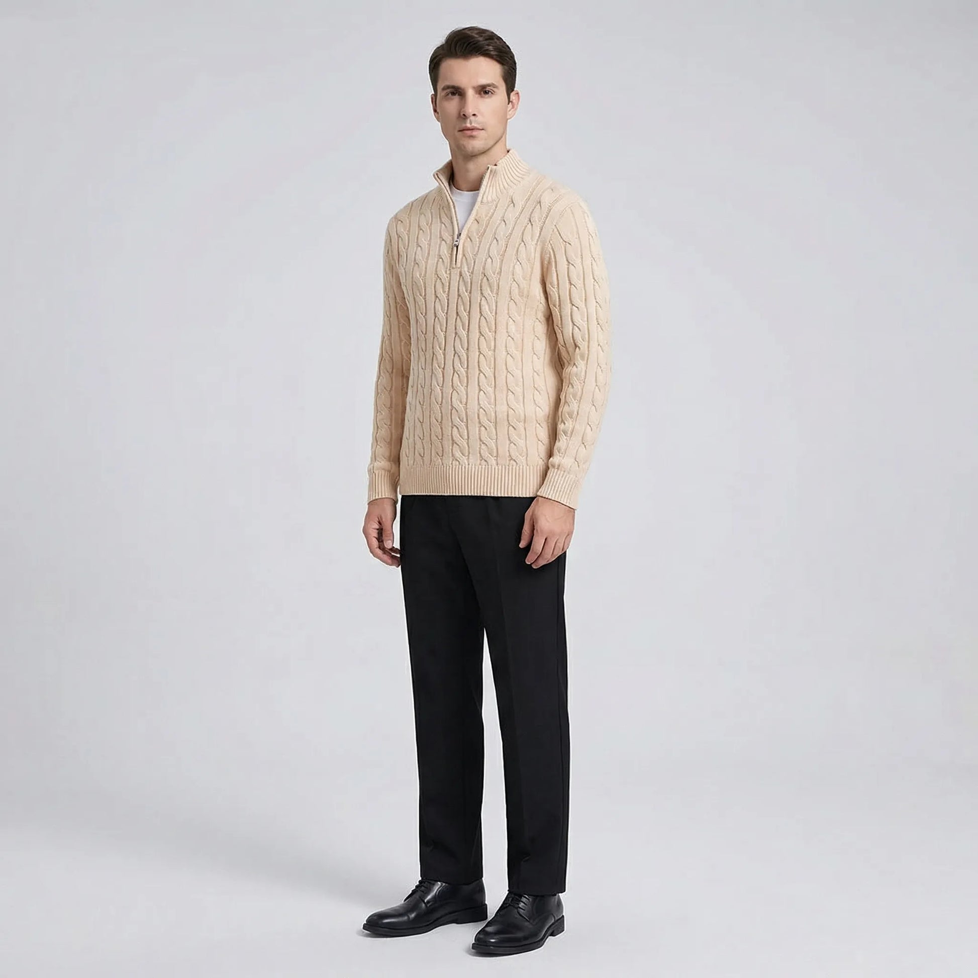 Clarvex - Cable-Knit Sweater And Trouser Set