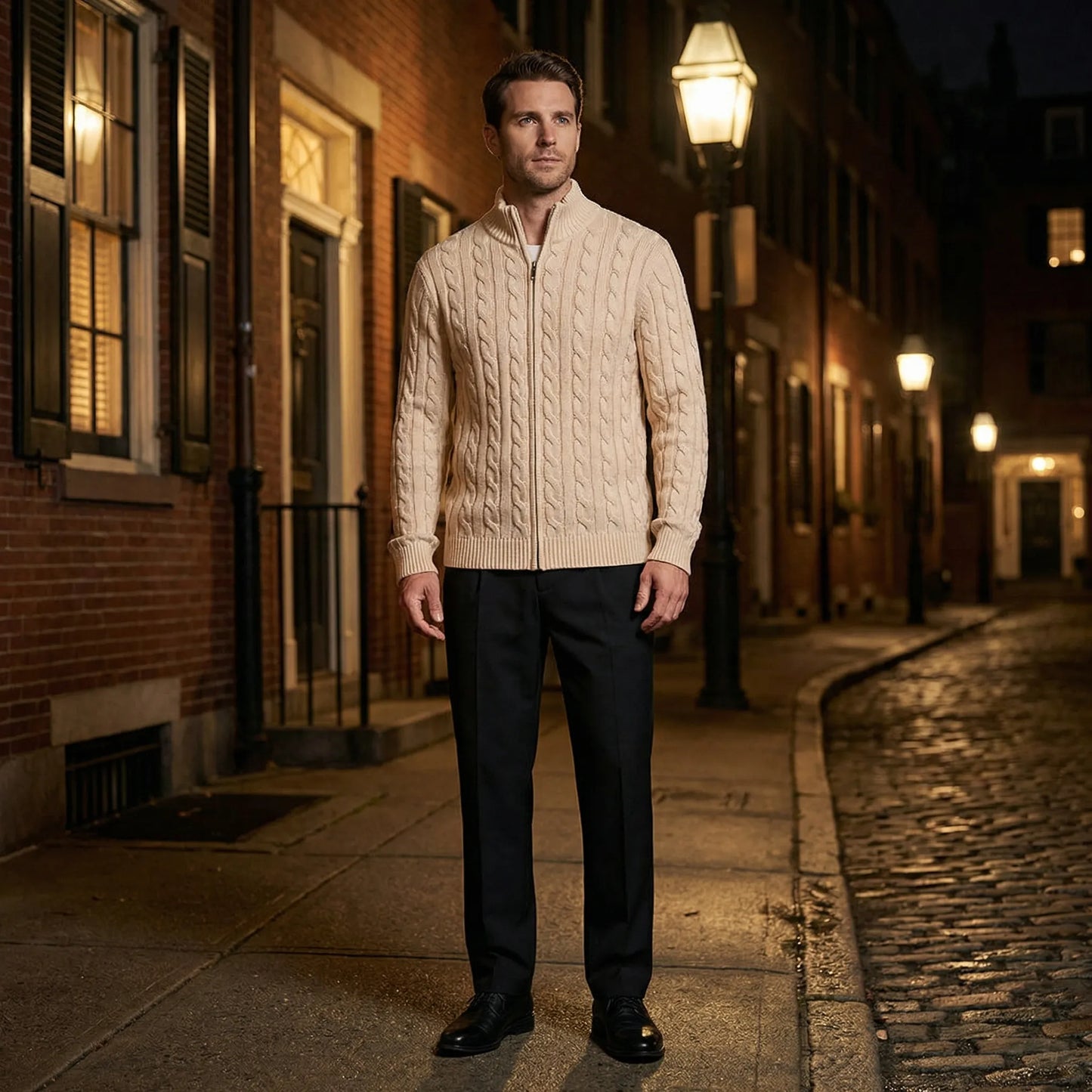 Clarvex - Cable-Knit Sweater And Trouser Set
