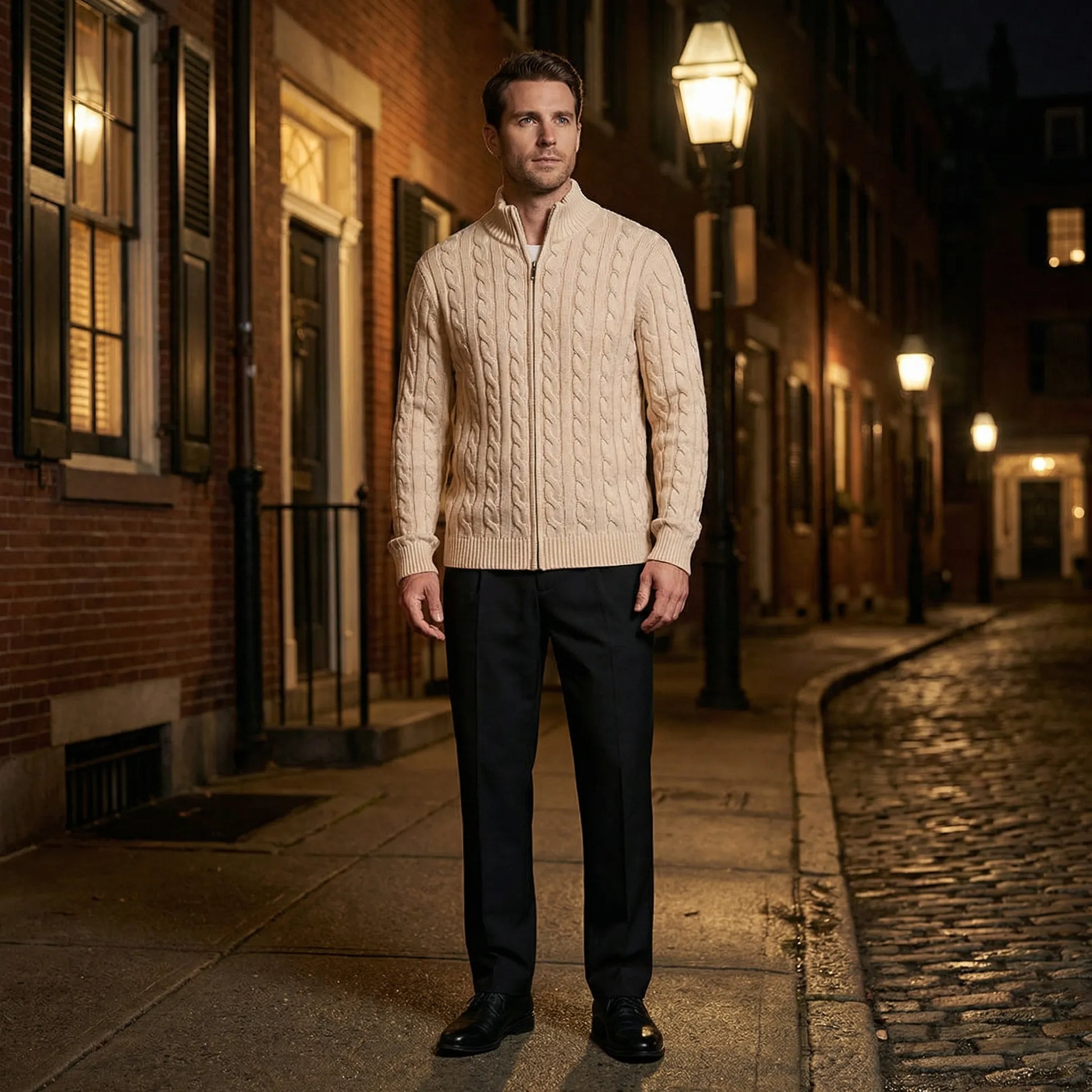Clarvex - Cable-Knit Sweater And Trouser Set