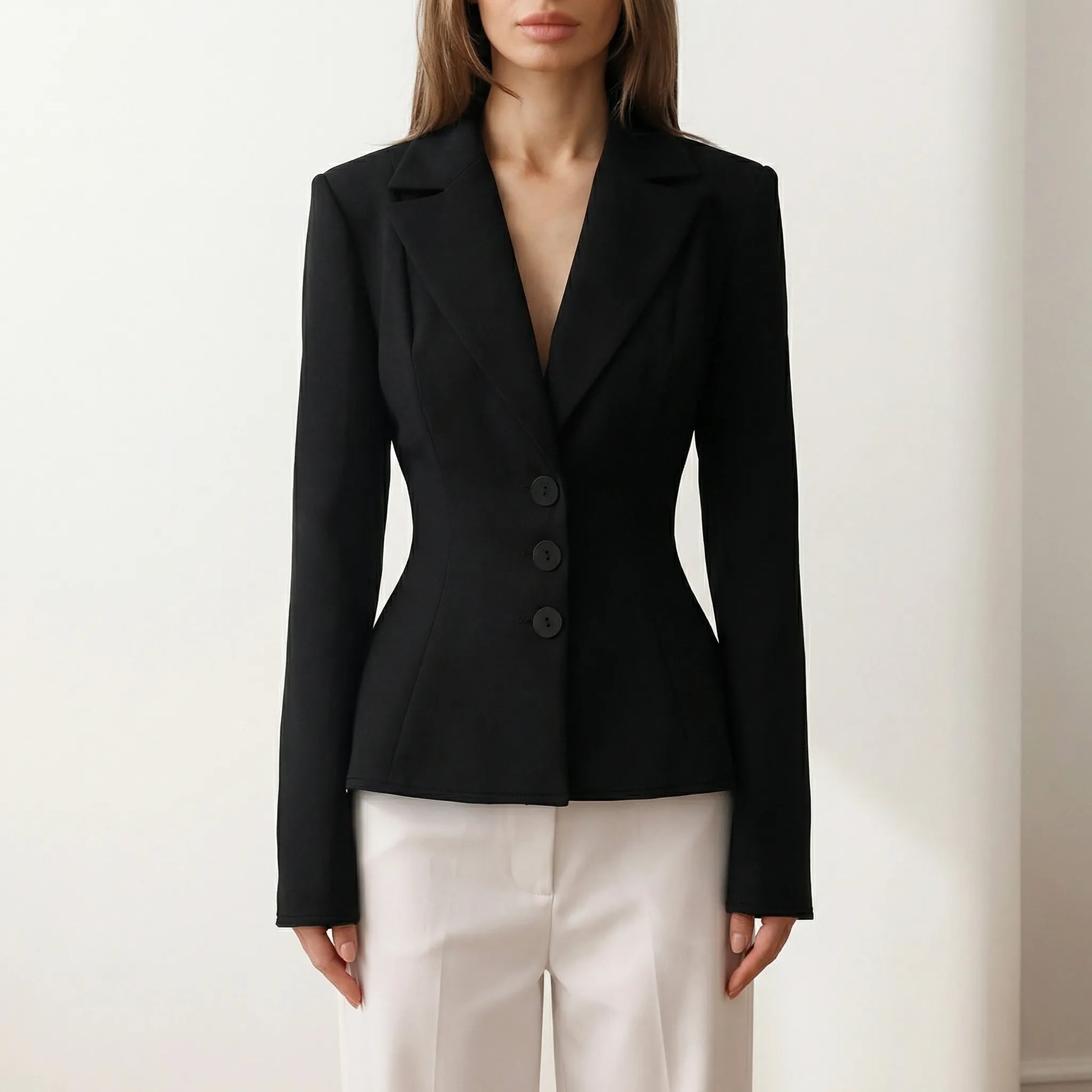 Clauvis | Fitted V-Neck Long Sleeve Blazer