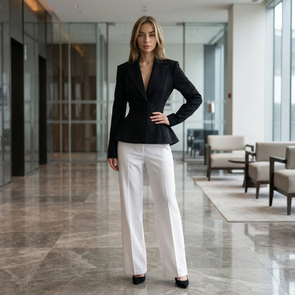 Clauvis | Fitted V-Neck Long Sleeve Blazer