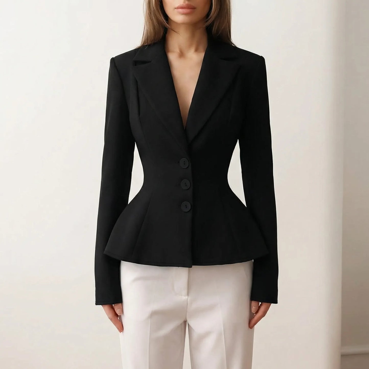 Clauvis | Fitted V-Neck Long Sleeve Blazer