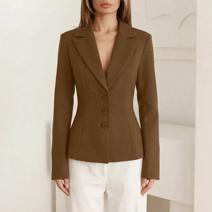 Clauvis | Fitted V-Neck Long Sleeve Blazer