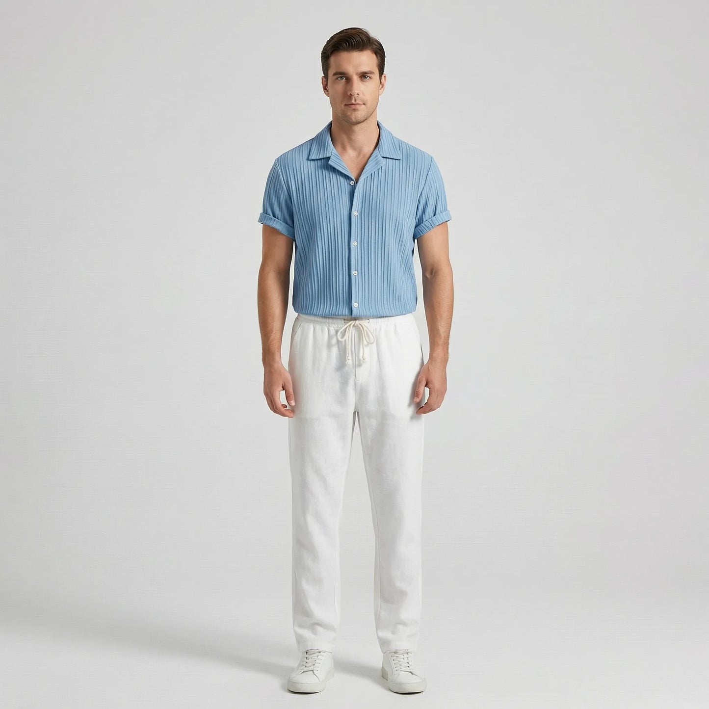 Coastlyn - Short-Sleeve Button-Up Shirt And Trouser Set