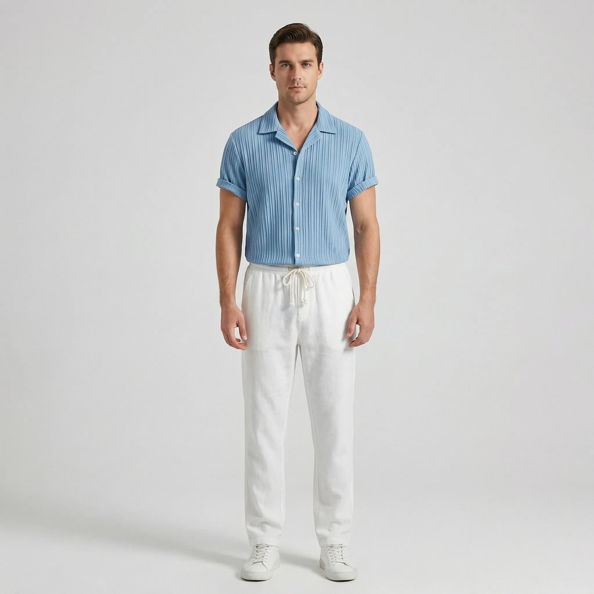 Coastlyn - Short-Sleeve Button-Up Shirt And Trouser Set