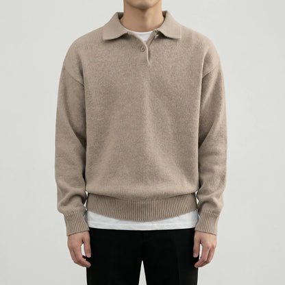 Collven | Oversized Polo Collar Knit Sweater