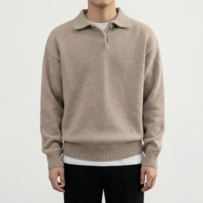 Collven | Oversized Polo Collar Knit Sweater