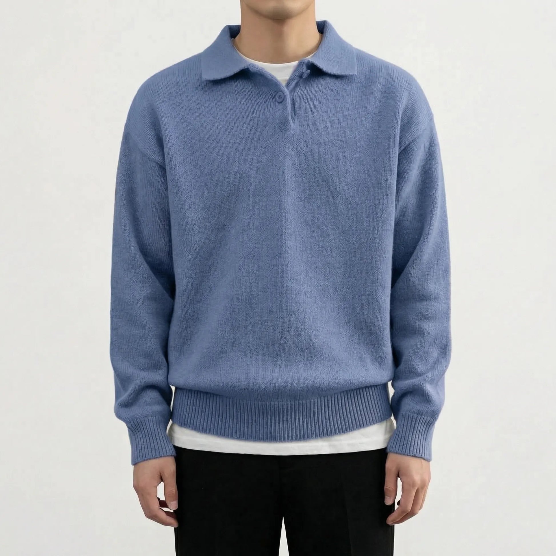 Collven | Oversized Polo Collar Knit Sweater