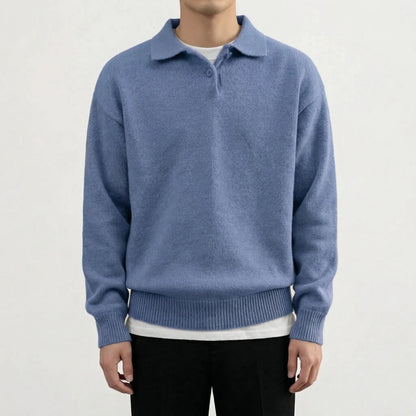 Collven | Oversized Polo Collar Knit Sweater