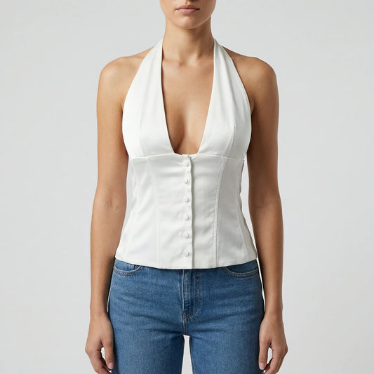 Corsiva | Halter Neck Corset-Style Top