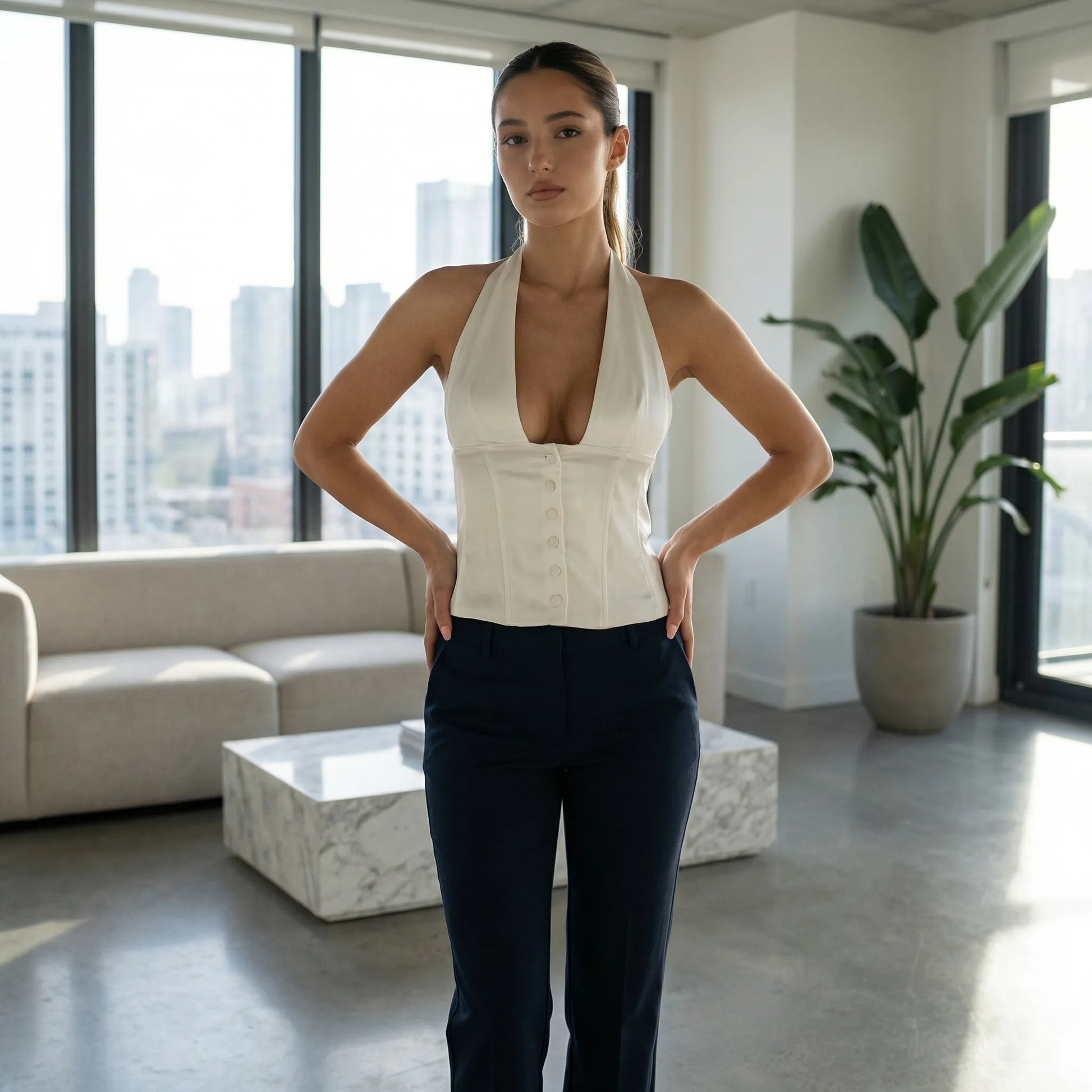 Corsiva | Halter Neck Corset-Style Top