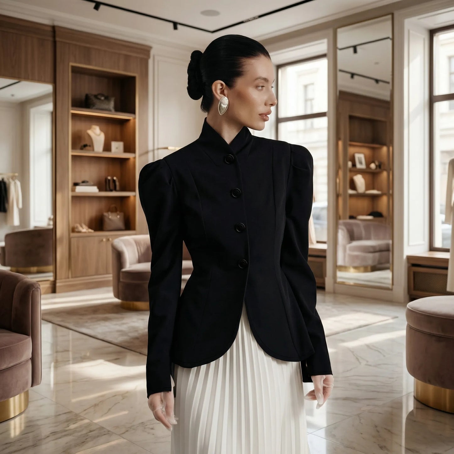 Cressova | Fitted Stand Collar Blazer Jacket