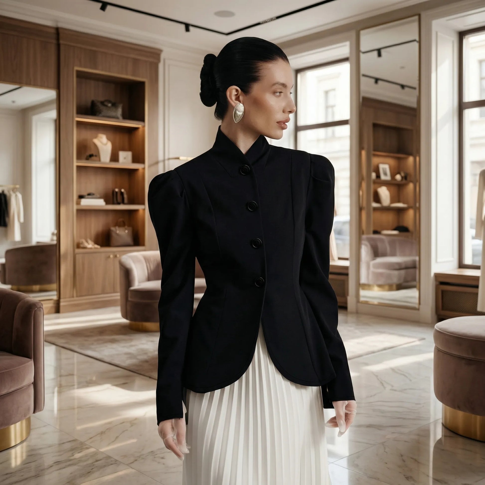 Cressova | Fitted Stand Collar Blazer Jacket
