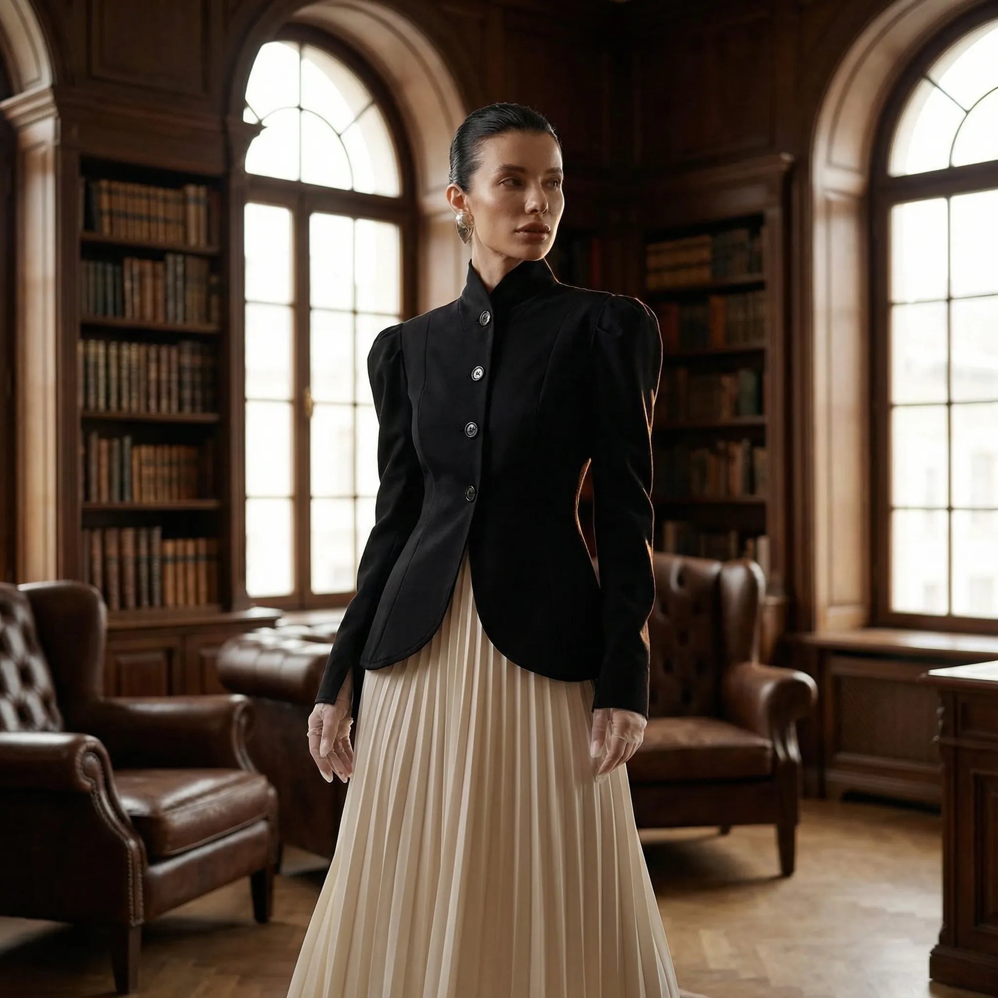 Cressova | Fitted Stand Collar Blazer Jacket