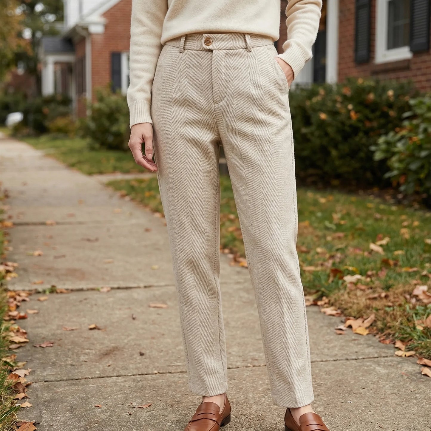 Crestwyn | Slim Tailored High-Waist Trousers