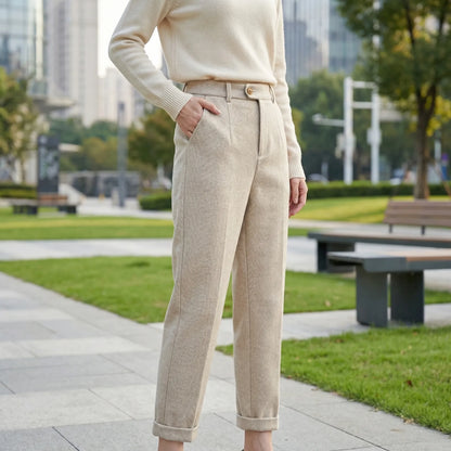 Crestwyn | Slim Tailored High-Waist Trousers