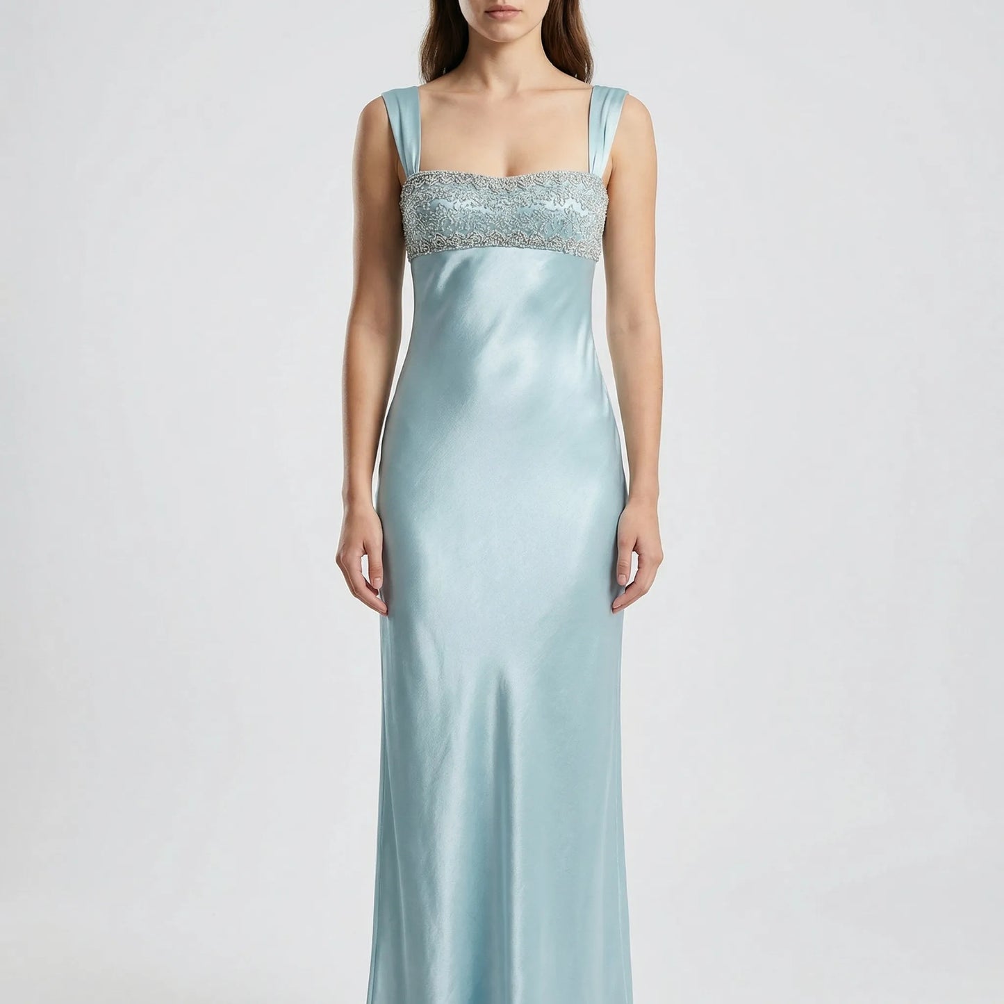Crystelle - Rhinestone-Embellished Sleeveless Maxi Dress