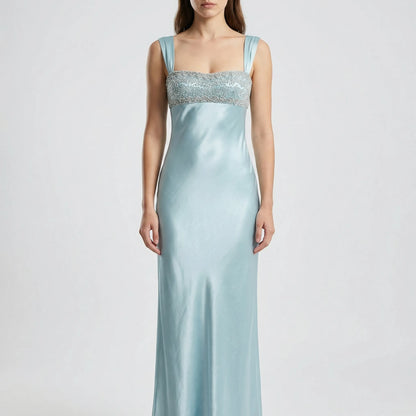 Crystelle - Rhinestone-Embellished Sleeveless Maxi Dress
