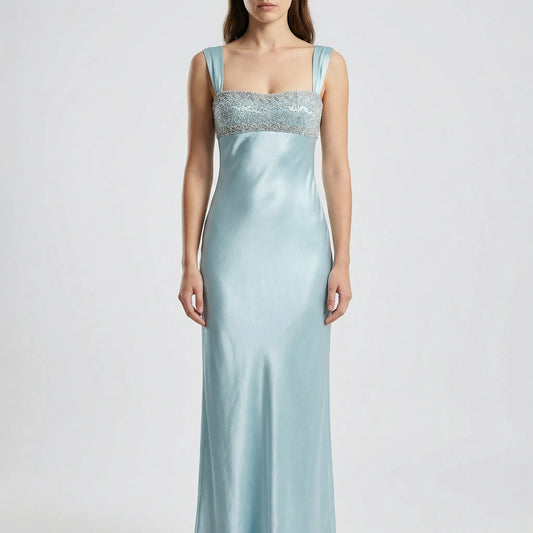 Crystelle - Rhinestone-Embellished Sleeveless Maxi Dress