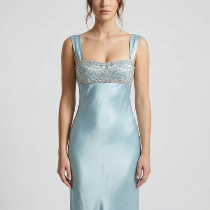 Crystelle - Rhinestone-Embellished Sleeveless Maxi Dress