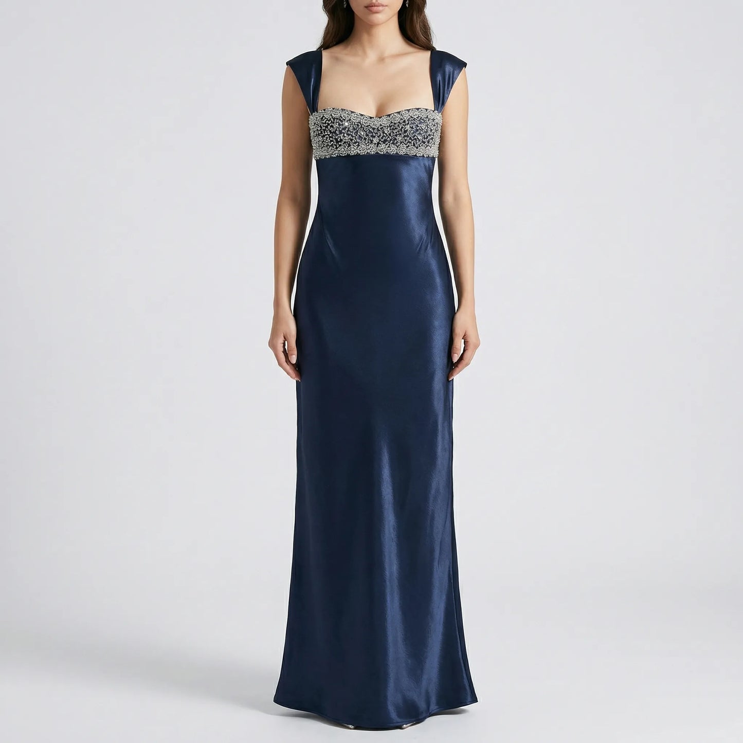 Crystelle - Rhinestone-Embellished Sleeveless Maxi Dress