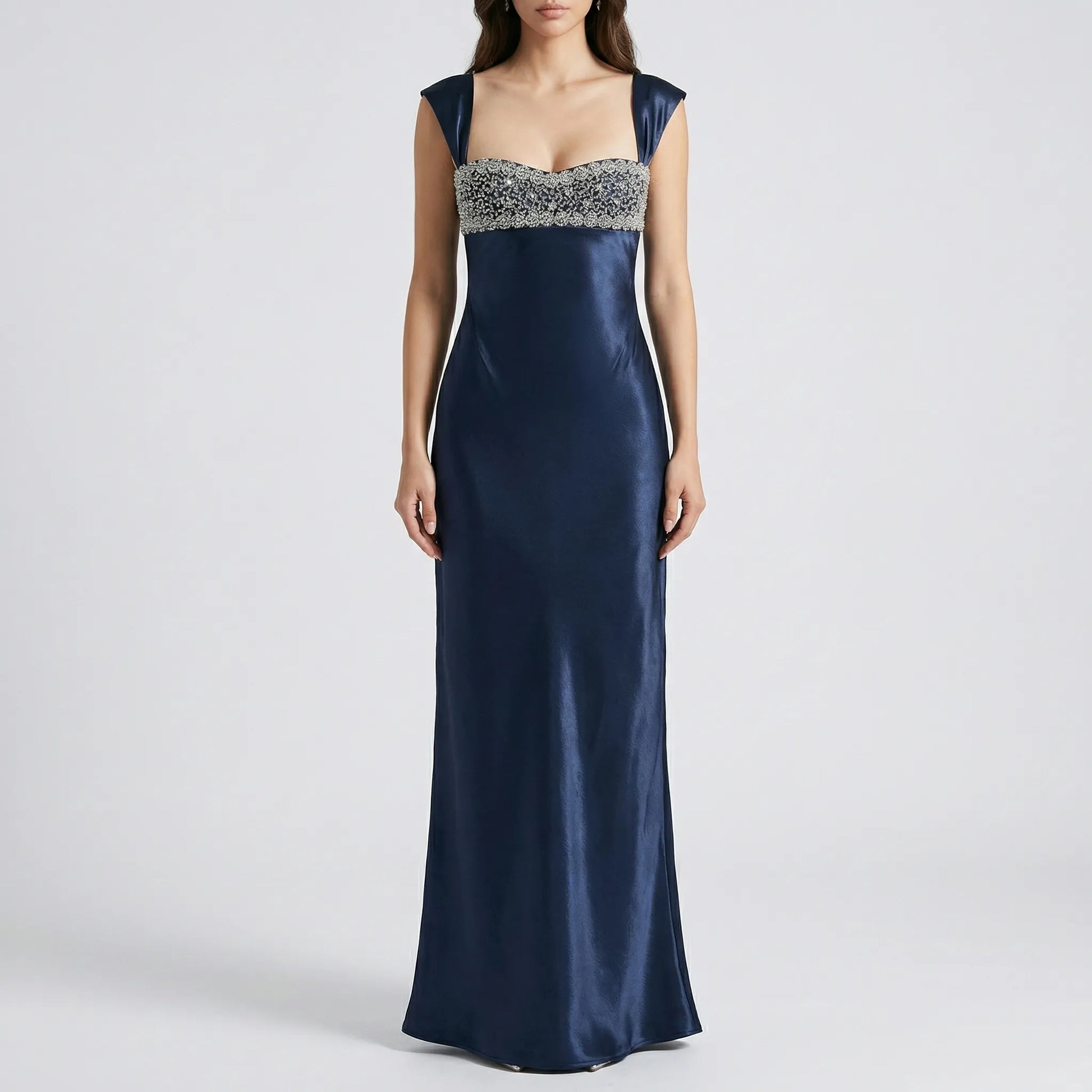 Crystelle - Rhinestone-Embellished Sleeveless Maxi Dress