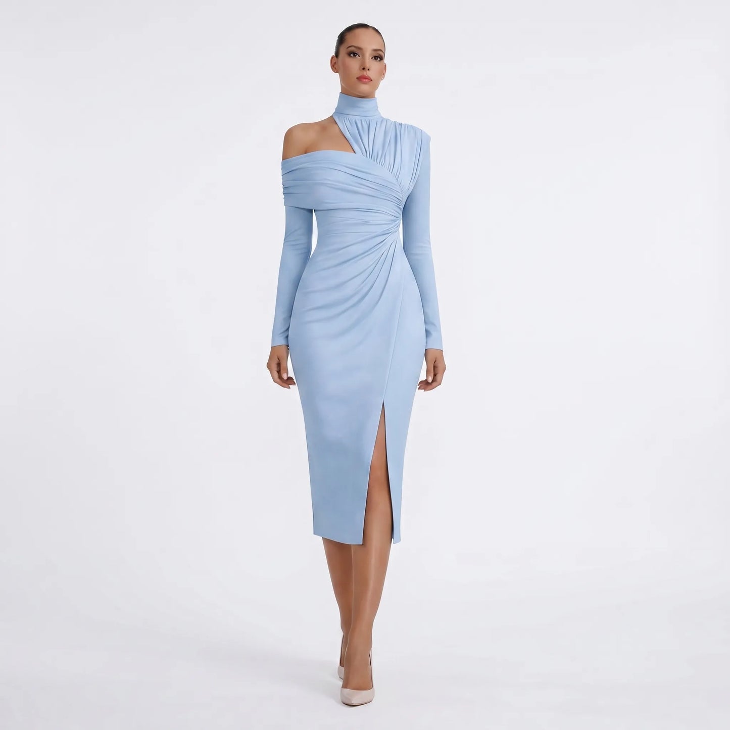 Delvara | Asymmetric One-Shoulder Midi Dress