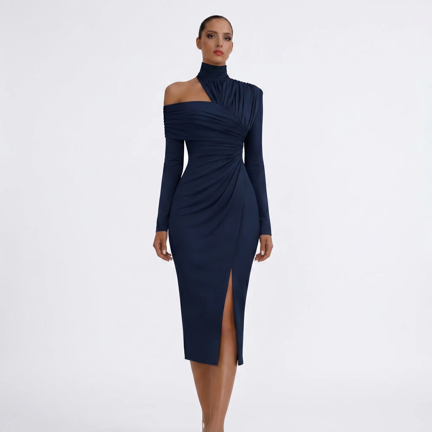 Delvara | Asymmetric One-Shoulder Midi Dress