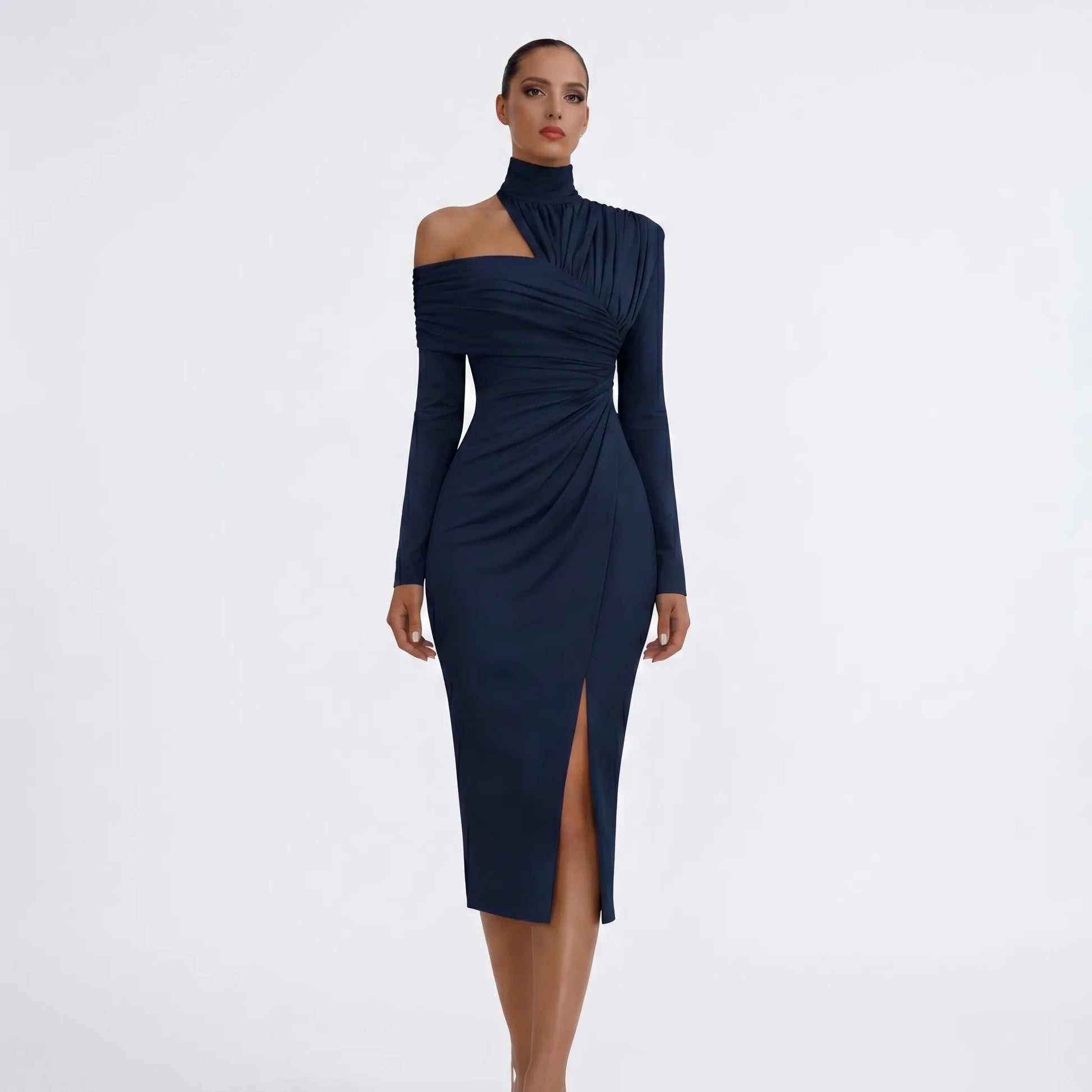Delvara | Asymmetric One-Shoulder Midi Dress