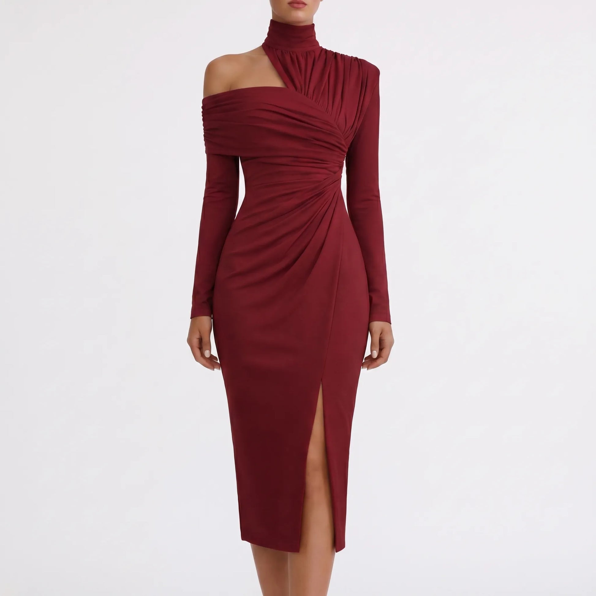 Delvara | Asymmetric One-Shoulder Midi Dress