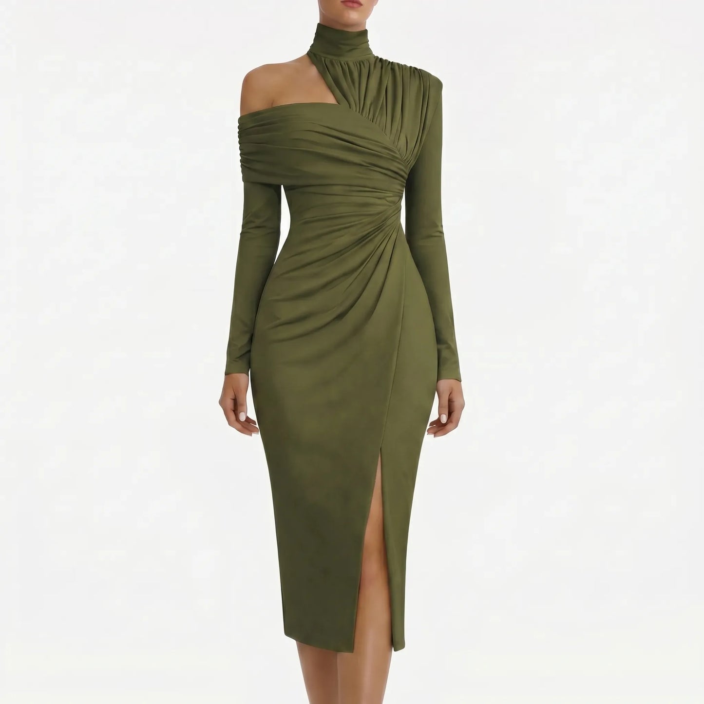 Delvara | Asymmetric One-Shoulder Midi Dress