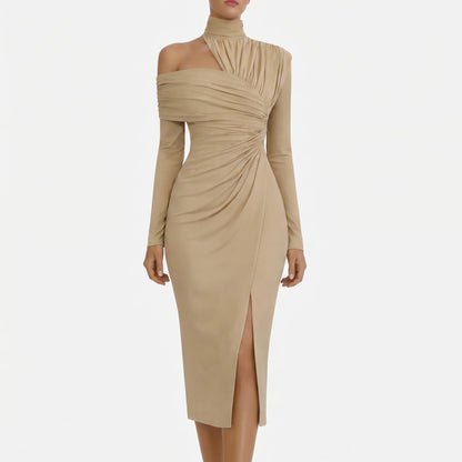 Delvara | Asymmetric One-Shoulder Midi Dress