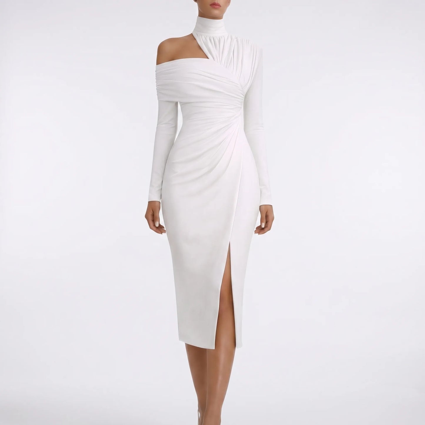 Delvara | Asymmetric One-Shoulder Midi Dress