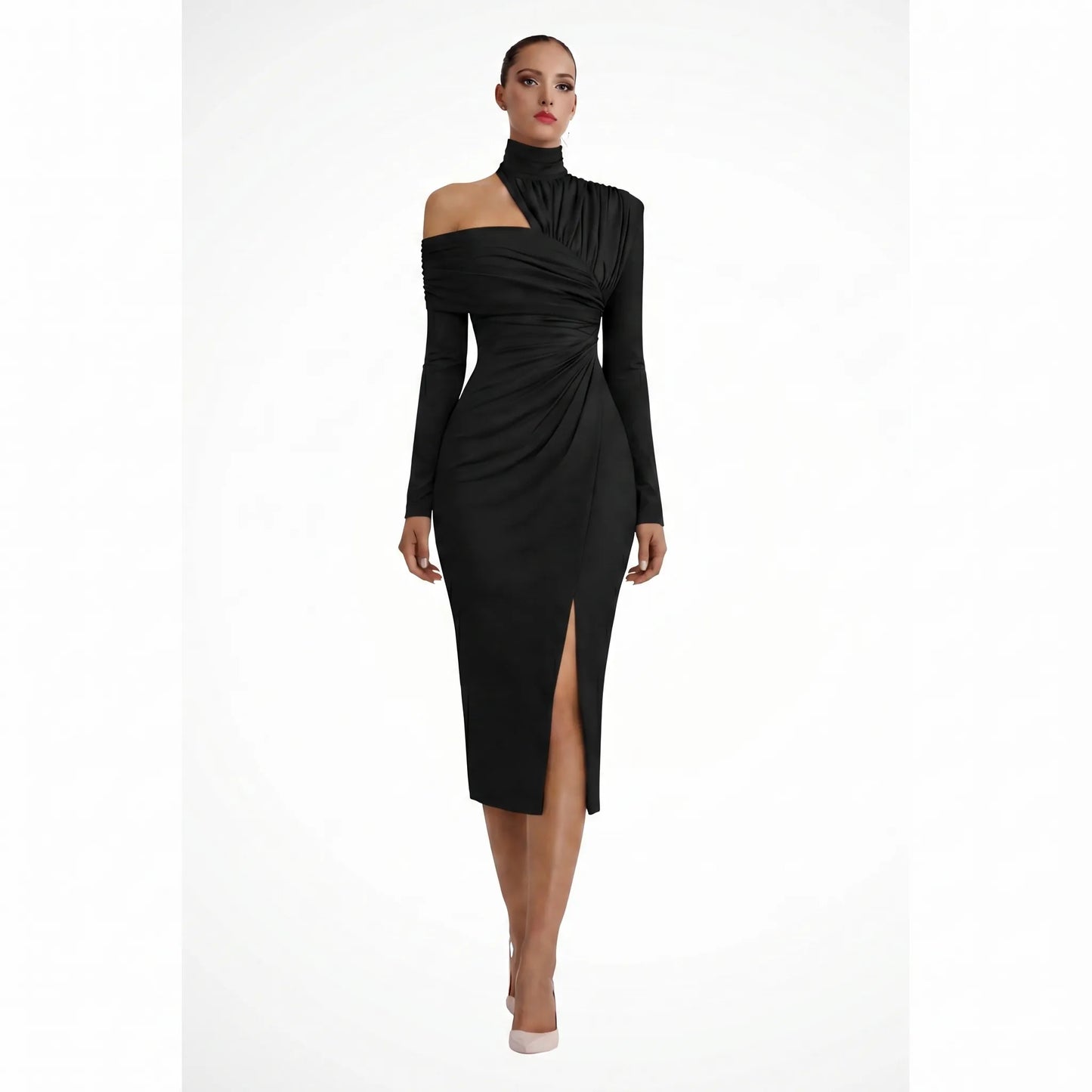 Delvara | Asymmetric One-Shoulder Midi Dress