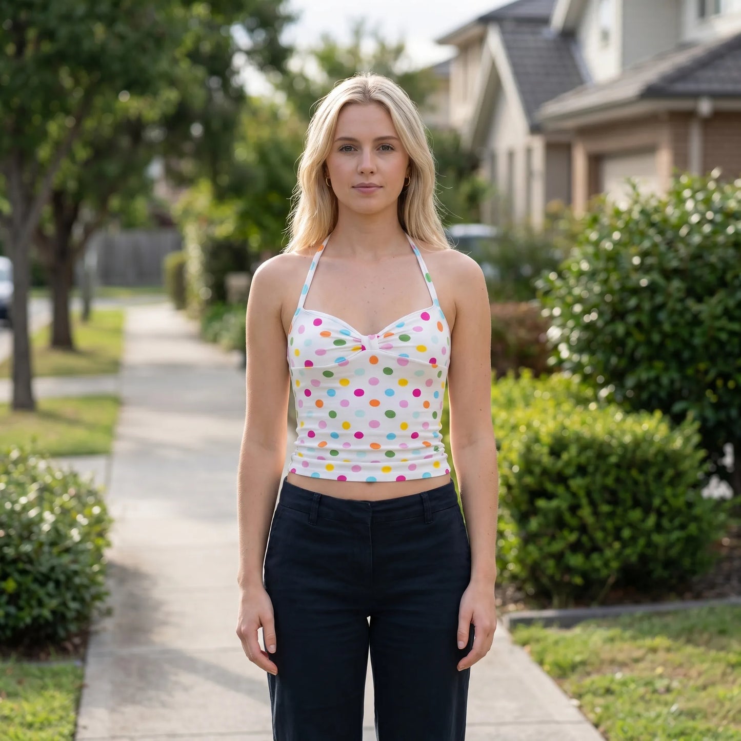 Dottara | Halter Neck Polka Dot Crop Top