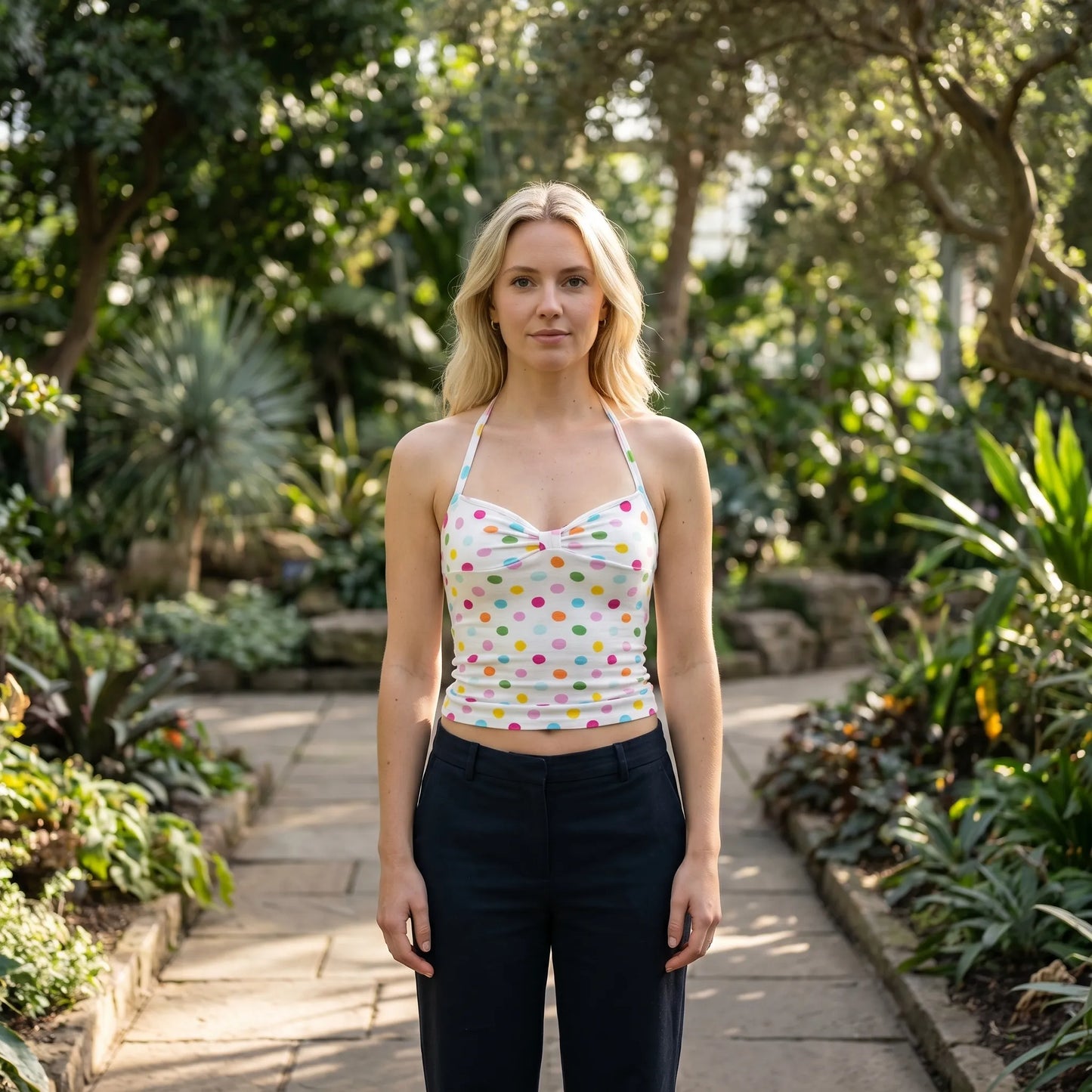 Dottara | Halter Neck Polka Dot Crop Top