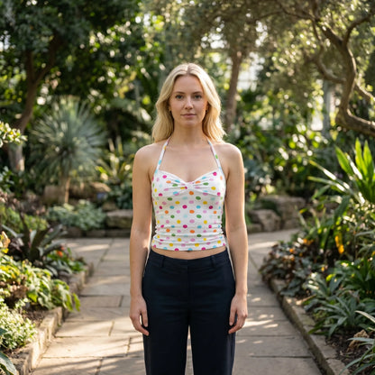 Dottara | Halter Neck Polka Dot Crop Top