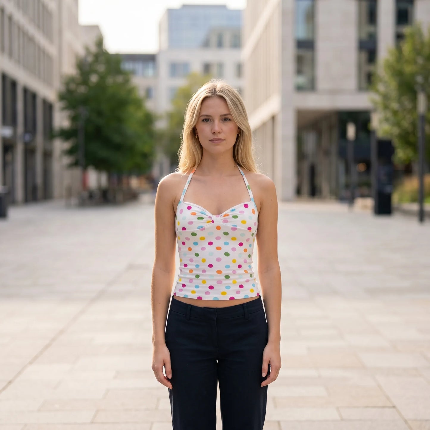 Dottara | Halter Neck Polka Dot Crop Top