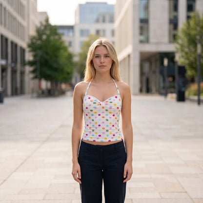 Dottara | Halter Neck Polka Dot Crop Top