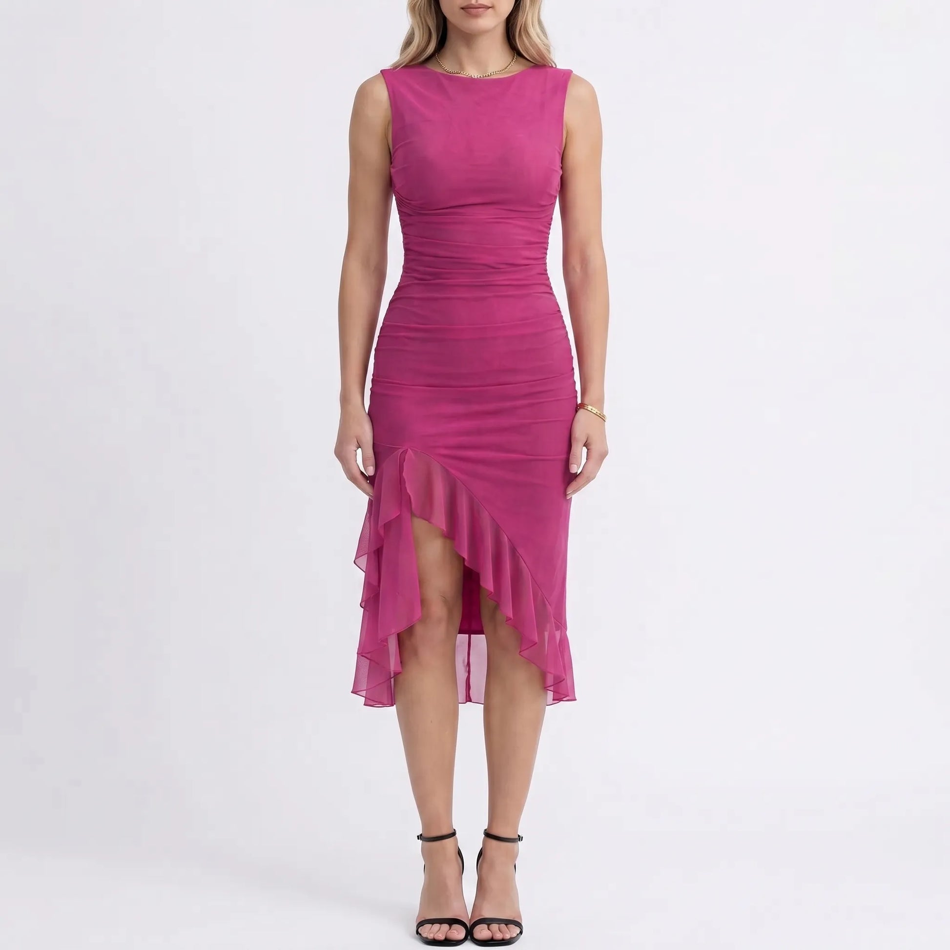 Dranova | Ruched Sleeveless Midi Dress