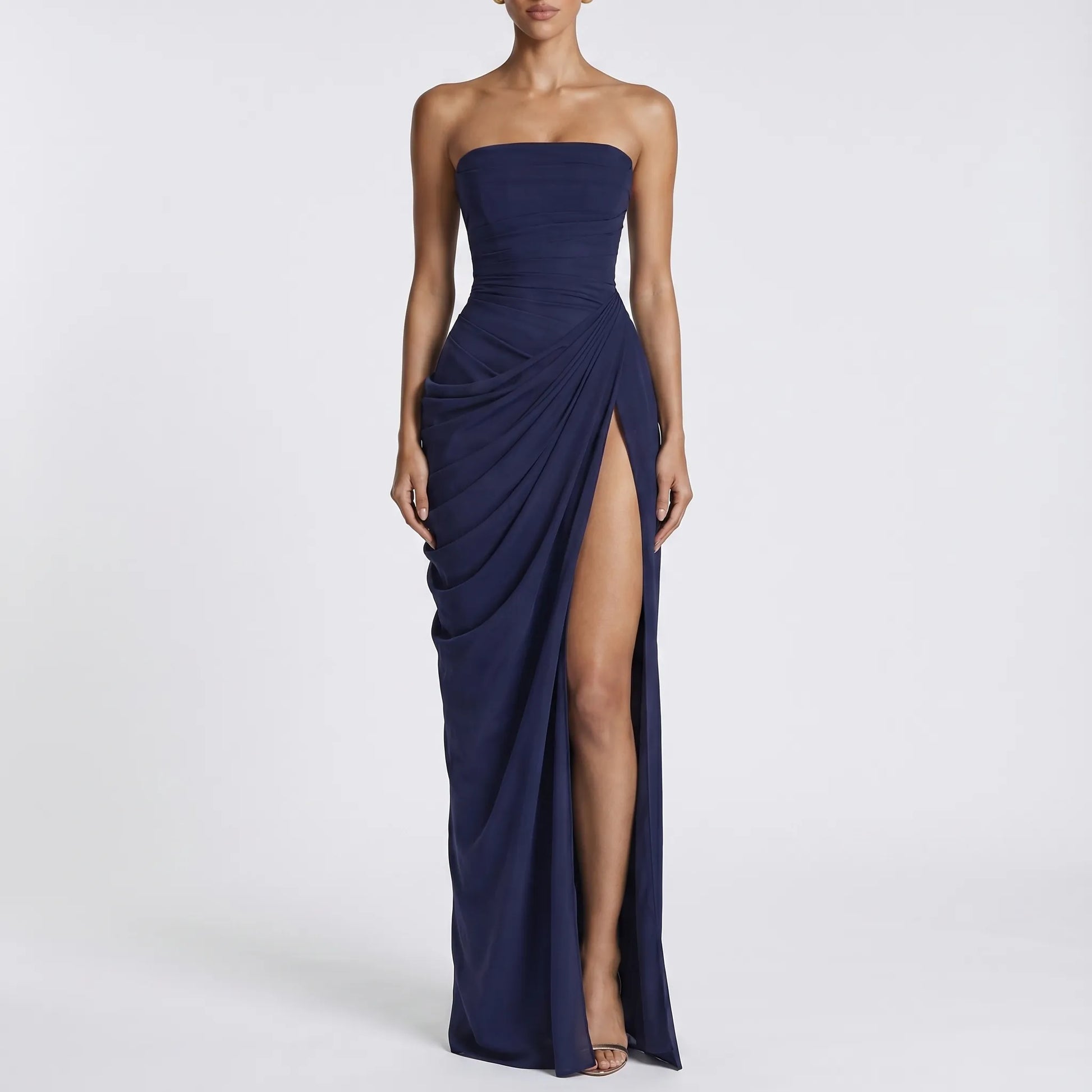 Drapeaux | Strapless Floor-Length Draped Maxi Dress