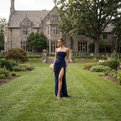 Drapeaux | Strapless Floor-Length Draped Maxi Dress