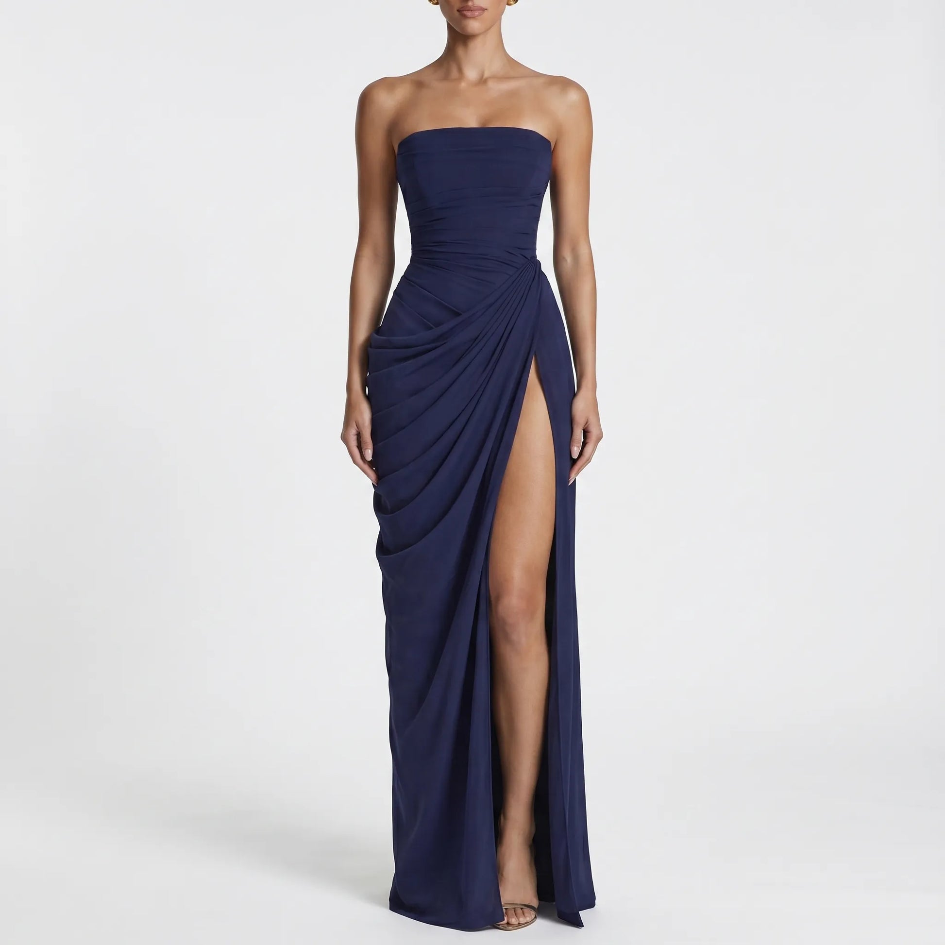 Drapeaux | Strapless Floor-Length Draped Maxi Dress