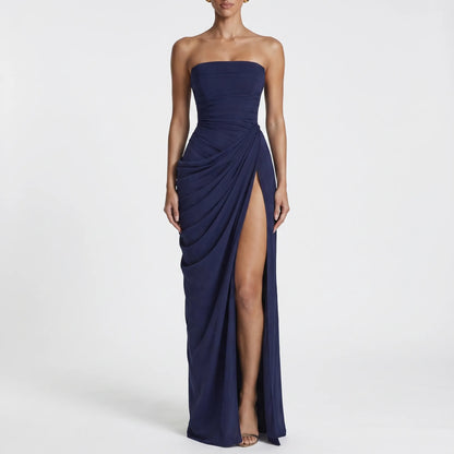 Drapeaux | Strapless Floor-Length Draped Maxi Dress