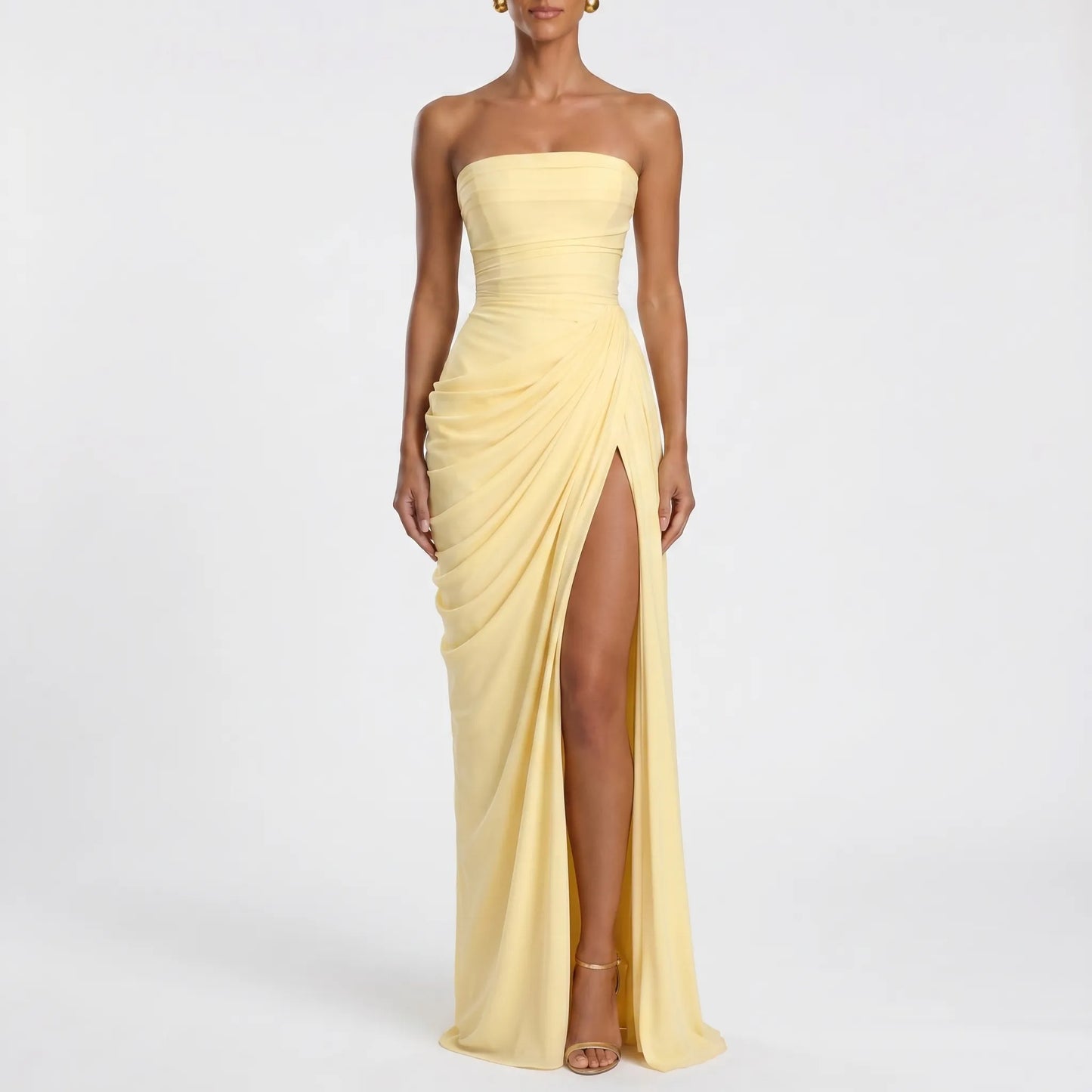 Drapeaux | Strapless Floor-Length Draped Maxi Dress